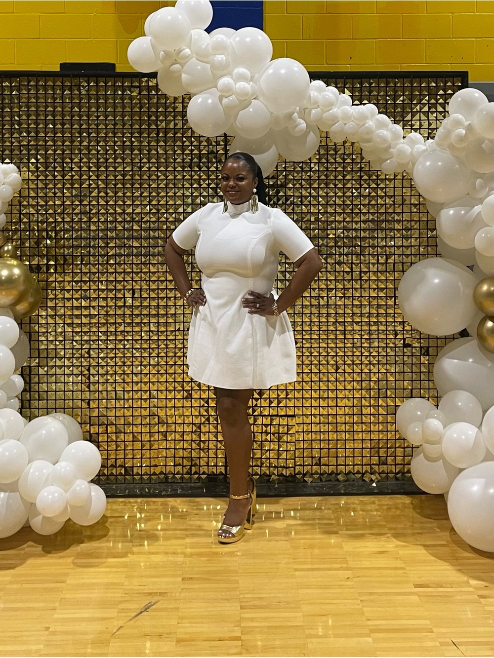 Fashion Nova White Short Sleeve Fit-and-Flare Dress